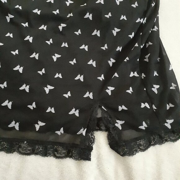 Wild Fable Women's Size XXL Black White Butterfly 90's Mesh Mini Slip Dress - Picture 7 of 12